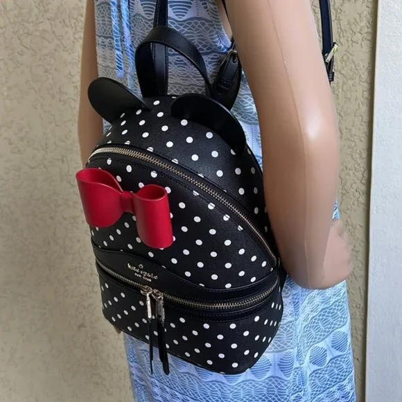 Kate Spade Disney X Kate Spade New York Minnie Dome Backpack Black Multi - Picture 11 of 16